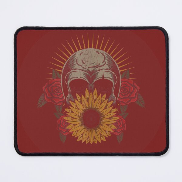 Item preview, Sunflower & Roses Skull - Red Brown Background designed and sold by Trinket-Trickster.