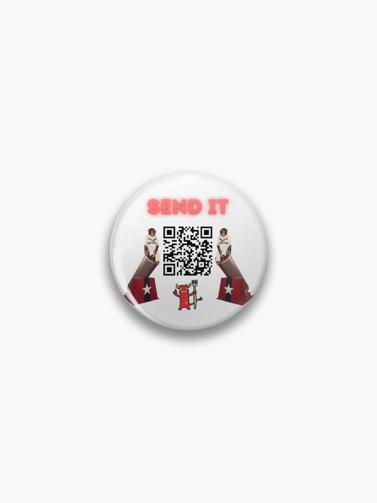 Thumbnail 1 of 3, Pin, " Send It " QR code design designed and sold by QRcodeTees.