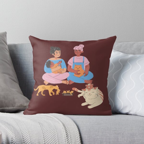 family and pet Throw Pillow