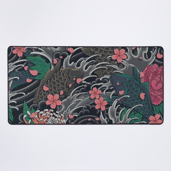 Japanese Waves And Koi Desk Mat