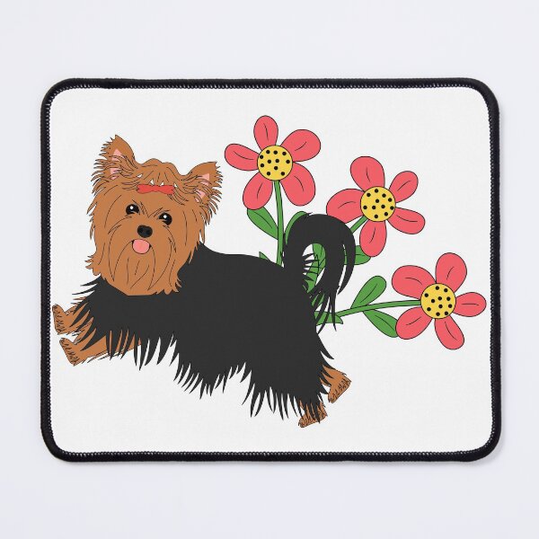 Item preview, Happy Yorkshire Terrier and Flowers designed and sold by Lulupainting.