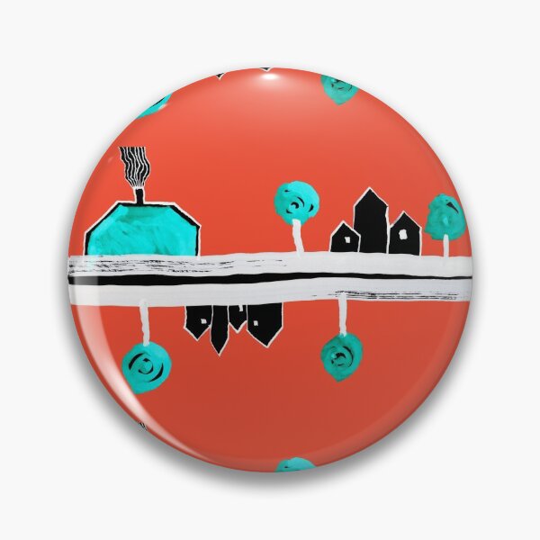 Item preview, Little Village by the Road on Orange "Paper Drawings/Paintings"  designed and sold by Istvan Ocztos.