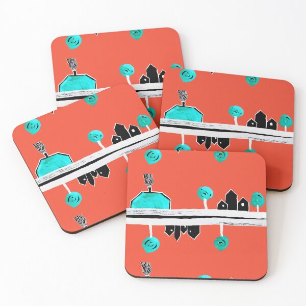 Item preview, Little Village by the Road on Orange "Paper Drawings/Paintings"  designed and sold by Istvan Ocztos.