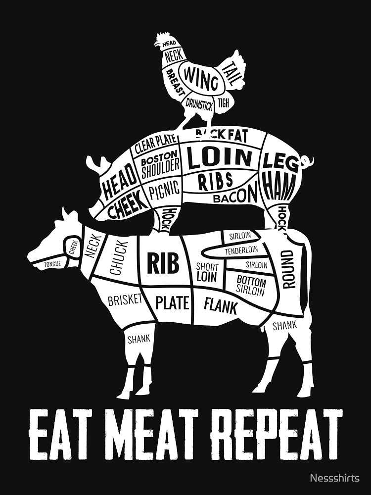"Eat Meat Repeat Food Pyramid Meat Eater Grill Master Foodie" Tshirt