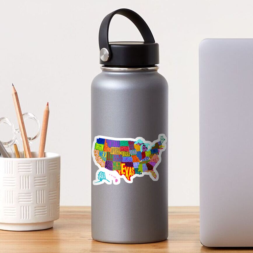United States Color Word Cloud Sticker