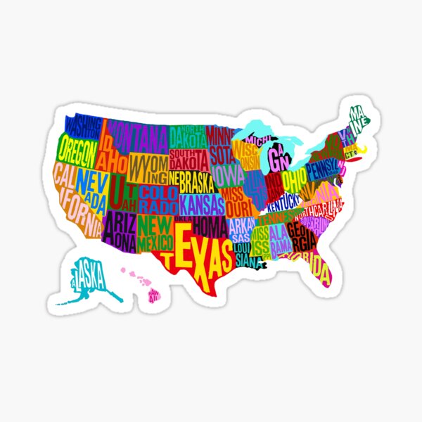 United States Color Word Cloud Sticker