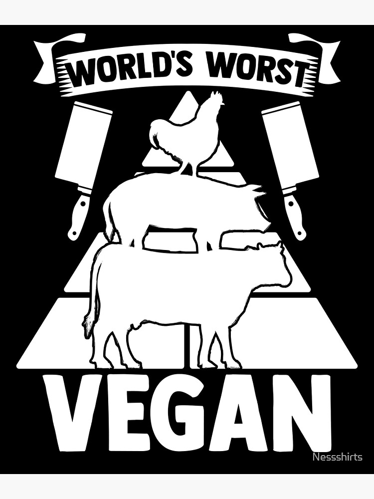 world-worst-vegan-food-groups-food-pyramid-servings-foodie-poster-by