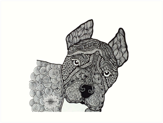 Download "Zentangle Pitbull" Art Prints by LauraGarciaD | Redbubble