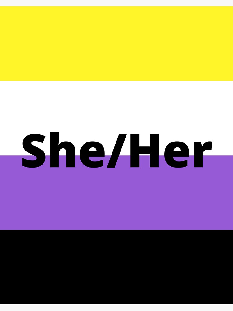 Nonbinary Flag With Sheher Pronouns Sticker By Pridefulapparel Redbubble 5053