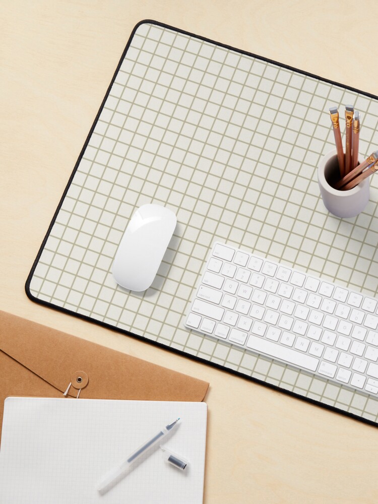 Alternate view of Sage green small grid minimal pattern Mouse Pad