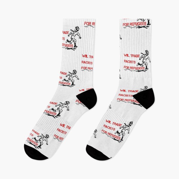 Item preview, Will trade Racists For Refugees (Black) designed and sold by superdumb70.
