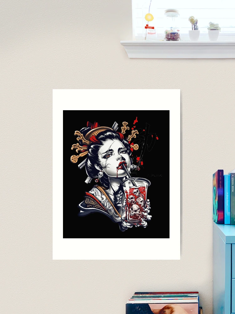 Japanese Geisha Girl Vaporwave Cyberpunk Popart Urban Style