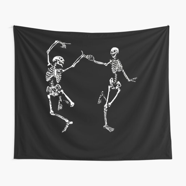 Dancing Skeletons Vintage Day of the Dead Halloween 2021 Tapestry