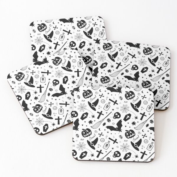 Item preview, Halloween print with skulls, pumpkins ,crosses, coffins, etc designed and sold by Dustick.