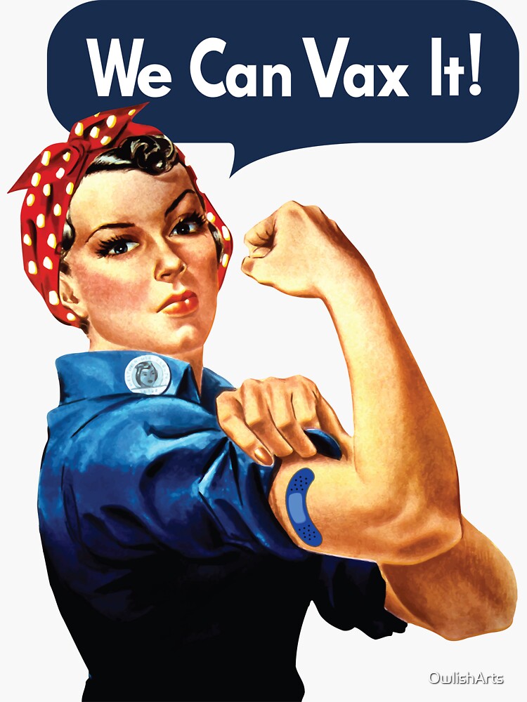 Thumbnail 3 of 3, Sticker, Rosie the Riveter Vaccination - We Can Vax It! designed and sold by OwlishArts.