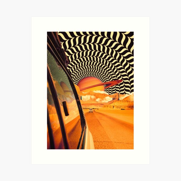 Aperçu de l'œuvre Illusionary Road Trip 2 - OpArt Space Adventure Sci-fi Collage Art créée et vendue par Taudalpoi.