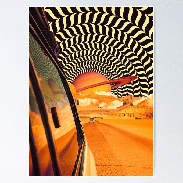 Item preview, Illusionary Road Trip 2 - OpArt Space Adventure Sci-fi Collage Art designed and sold by Taudalpoi.
