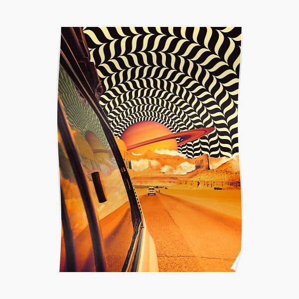 Illusionary Road Trip 2 - OpArt Space Adventure Sci-fi Collage Art Poster