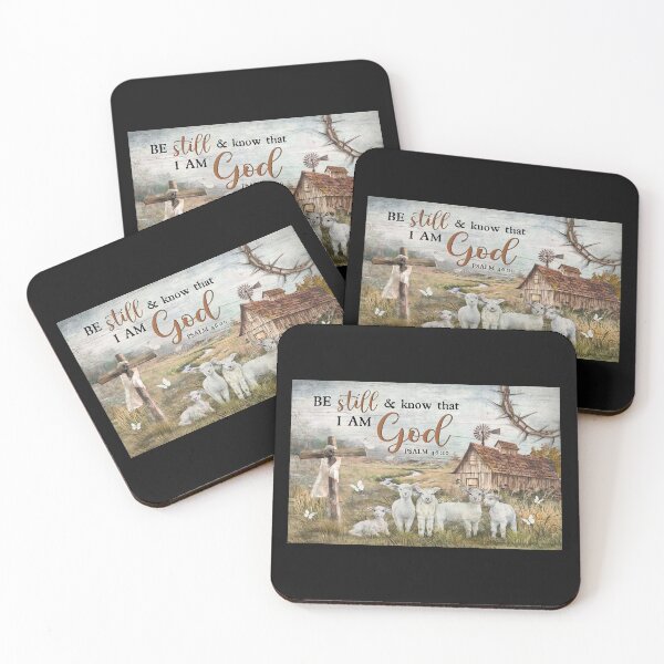 Item preview, Be Still And Know That I Am God Psalm 46:10 - Barn Farm God Poster Gift - God Sheep designed and sold by MagicatcoArt.