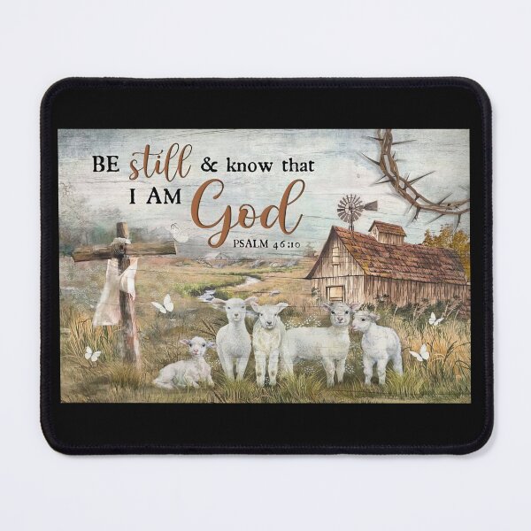 Item preview, Be Still And Know That I Am God Psalm 46:10 - Barn Farm God Poster Gift - God Sheep designed and sold by MagicatcoArt.