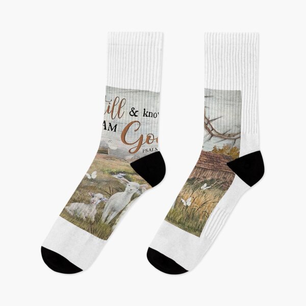 Item preview, Be Still And Know That I Am God Psalm 46:10 - Barn Farm God Poster Gift - God Sheep designed and sold by MagicatcoArt.