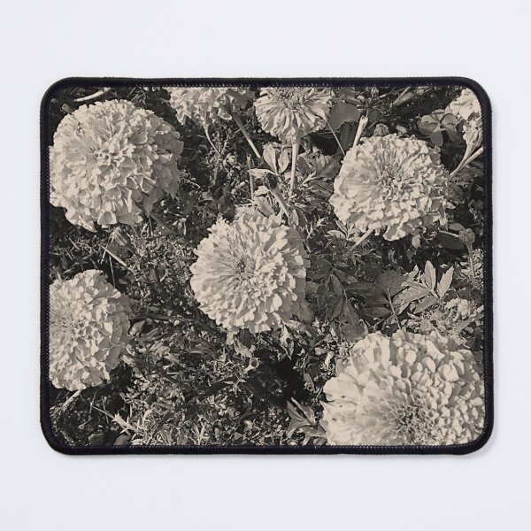 Item preview, Purist marigold flowers in black and white designed and sold by Manoroma.