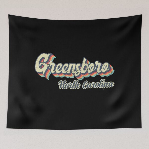 Artikelvorschau, Greensboro City North Carolina Retro Vintage 70er Regenbogen entworfen und verkauft von Teelogic.
