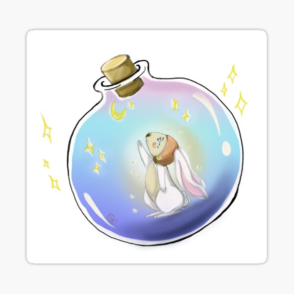 Bunny in the bottle. Sticker