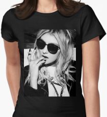 Taylor Momsen Black and White Women's Fitted T-Shirt