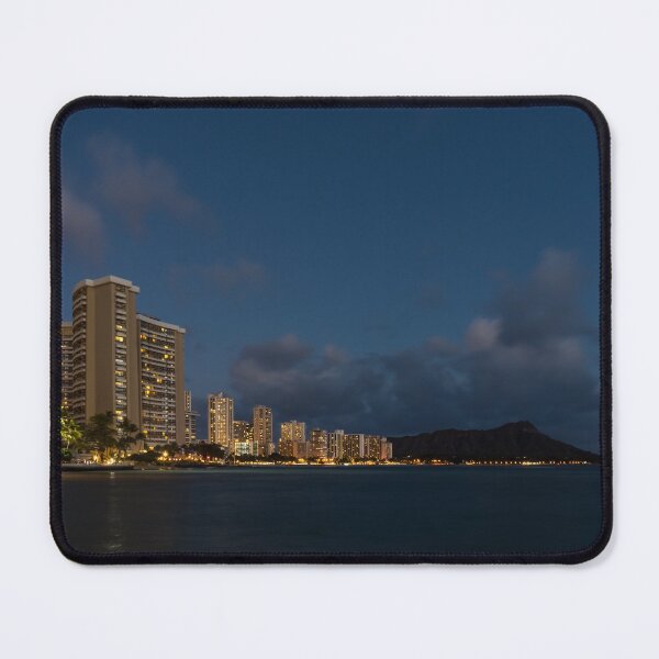 Item preview, Honolulu Evening - Blue Hour with Waikiki Beach and Diamond Head Volcano designed and sold by Georgia Mizuleva.