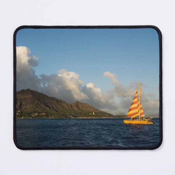 Item preview, Cheerful Orange Catamaran and Diamond Head, Waikiki, Hawaii designed and sold by Georgia Mizuleva.
