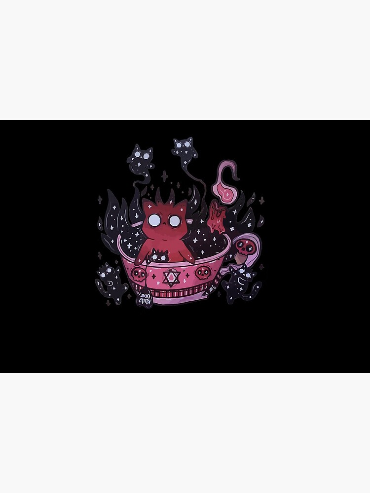 Kawaii Pastel Goth Art Cute Demon Cat With Ghosts Halloween by alisharosiegus