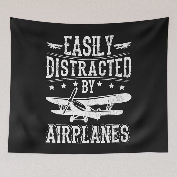 Item preview, Easily Distracted By Airplanes Airplane Aviation Pilot Plane Premium T-Shirt designed and sold by StricklerShari.