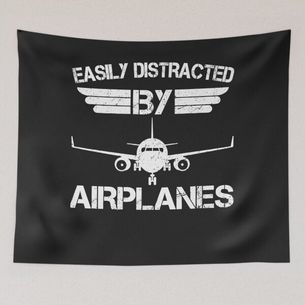 Item preview, Easily Distracted By Airplanes Aviation Pilot Airplane Lover Premium T-Shirt designed and sold by StricklerShari.