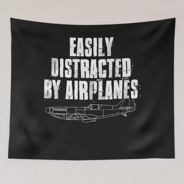 Item preview, Easily Distracted By Airplanes Aviation Pilot Flying Premium T-Shirt designed and sold by StricklerShari.