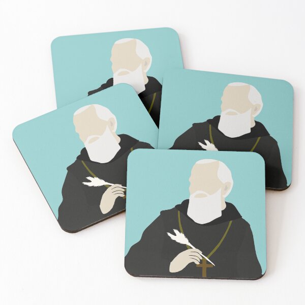 Item preview, St Benedict of Nursia- graphic art Close up (blue) designed and sold by TheCatholicLady.