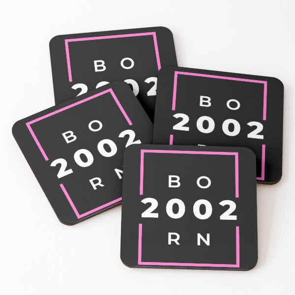 Item preview, Born 2002 - pink on black designed and sold by BlueThrow.