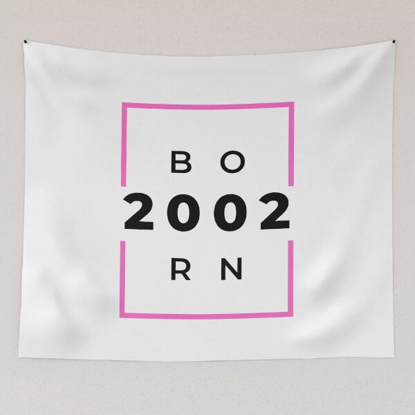 Item preview, Born 2002 - pink on white designed and sold by BlueThrow.