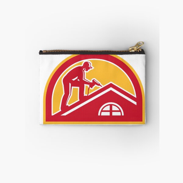Item preview, Roofer Working on Roof Half Circle Retro designed and sold by patrimonio.