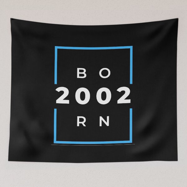 Item preview, Born 2002 - blue on black designed and sold by BlueThrow.