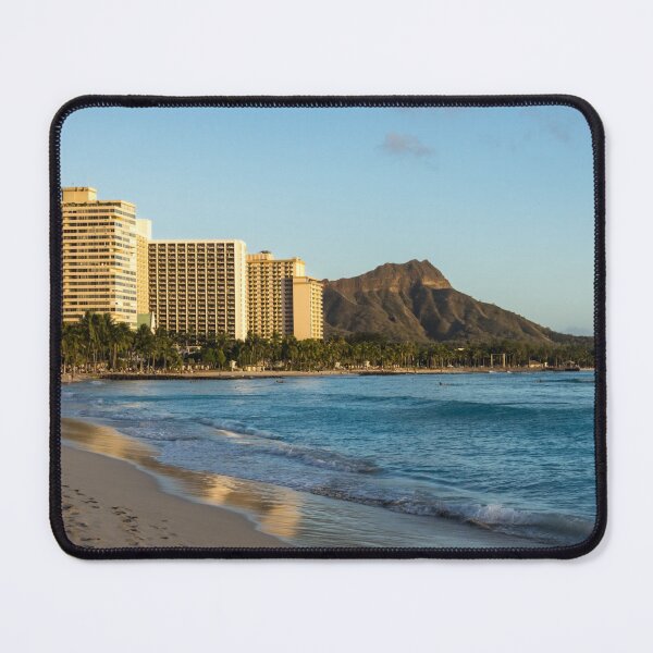 Item preview, Golden Bliss on the Beach - Waikiki and Diamond Head Volcano designed and sold by Georgia Mizuleva.