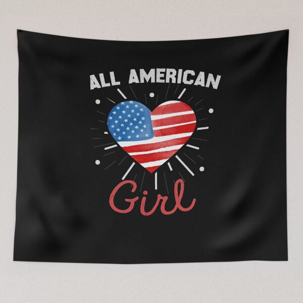 Item preview, All American Girl with US Flag designed and sold by redblackline.