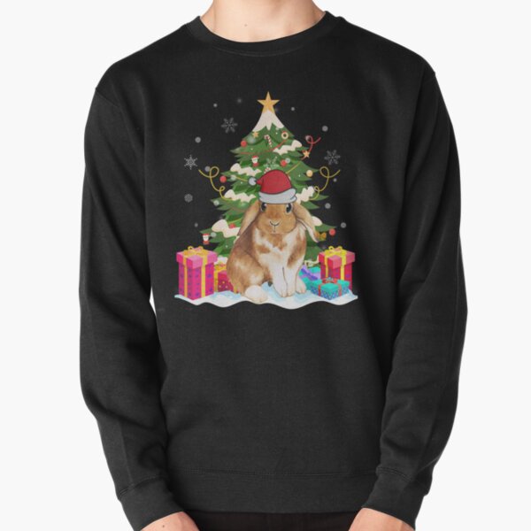 Rabbit Santa Xmas Tree Dwarf Lop Eared Ugly Christmas Pullover Sweatshirt