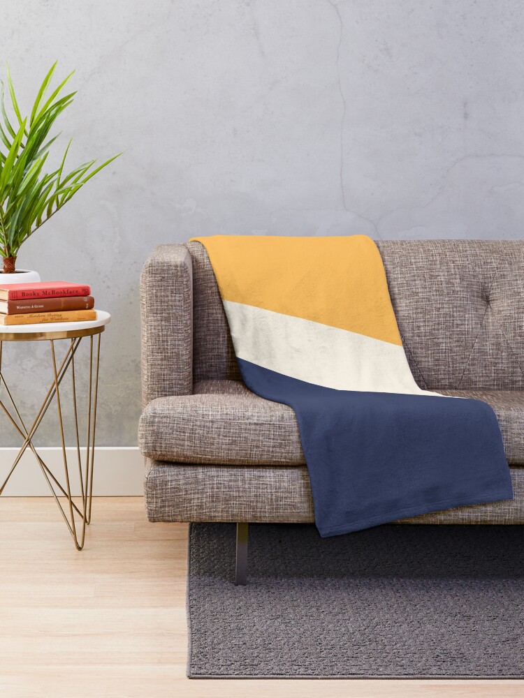 Yellow and discount navy throw blanket