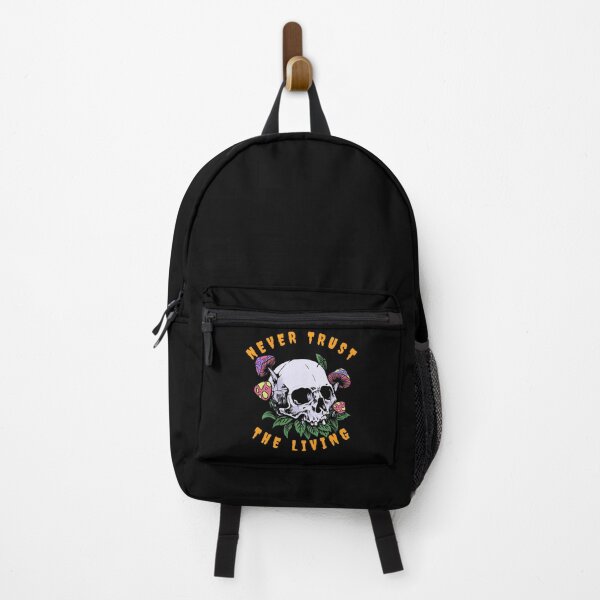 Item preview, Never Trust The Living with A skull graphic sprouting Mushrooms designed and sold by Olhado.