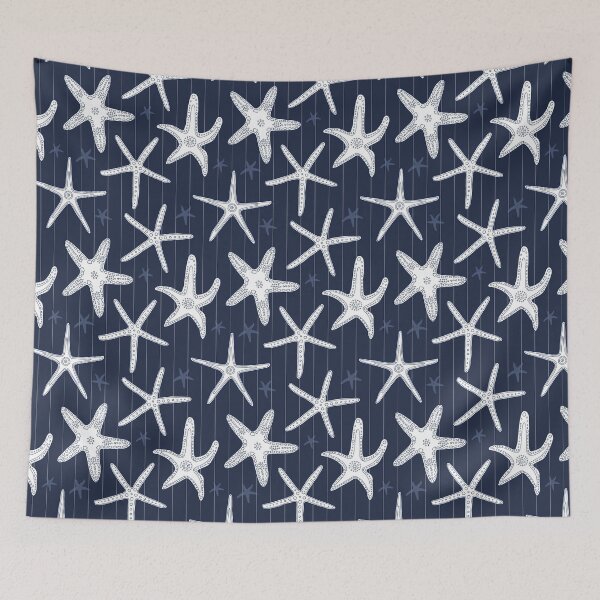 Item preview, Hamptons Ocean Sea Star Starfish Striped Pattern designed and sold by HotHibiscus.