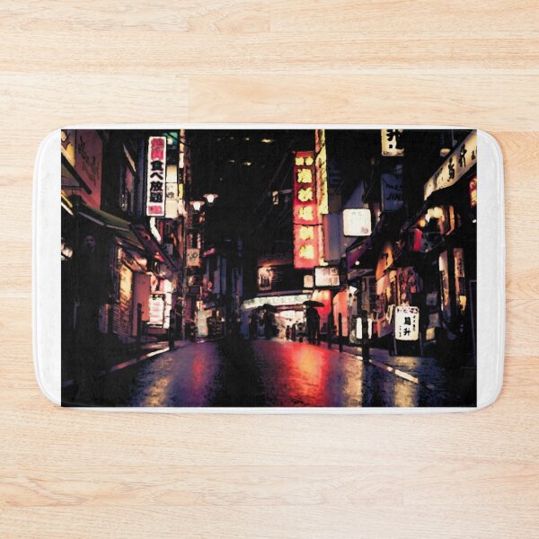 Item preview, Japanese street view at night, anime scene,  designed and sold by shodark.