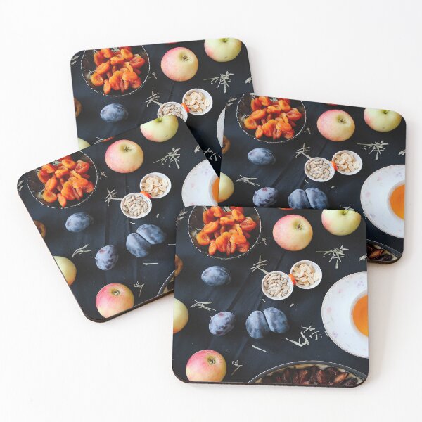 Item preview, Photo artwork: Autumn fruits, Aster flowers, tea cup designed and sold by GrayCatGraphics.