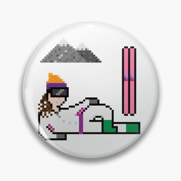 Artikelvorschau, Skifahrer mit rosa Skiern Chillin On Snow - Pixel Art im NFT-Stil entworfen und verkauft von adlibcreative.