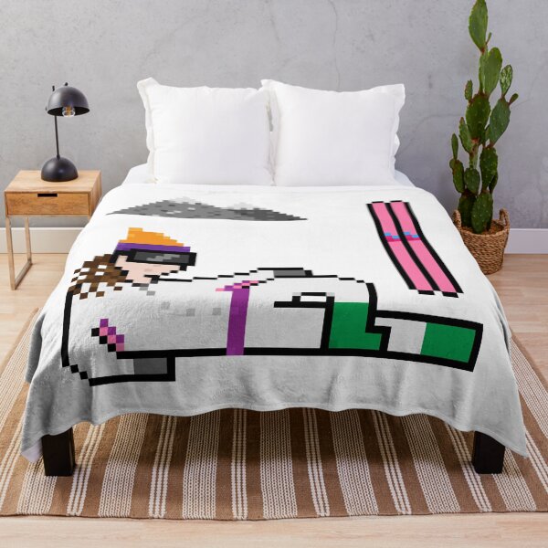 Item preview, Skier with Pink Skis Chillin On Snow - NFT Style Pixel Art designed and sold by adlibcreative.